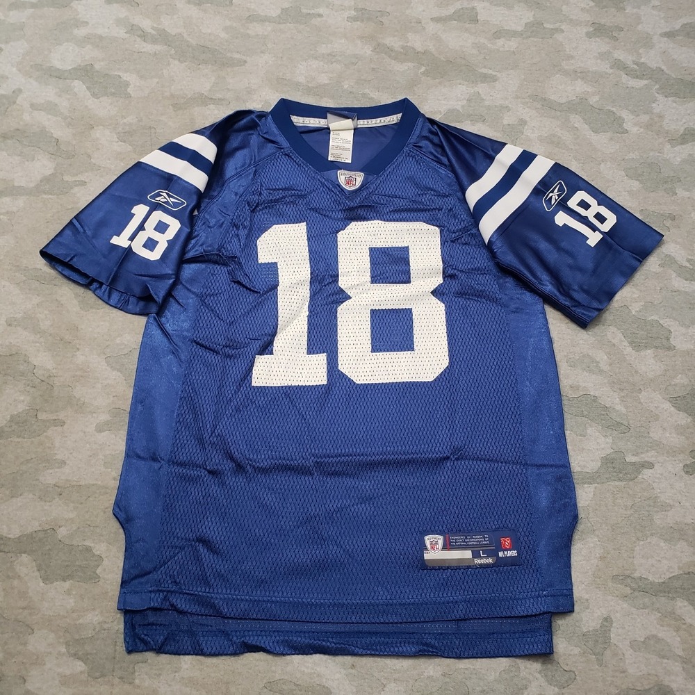 Indianapolis Colts Jersey Youth Large Blue‎ Reebok Manning #18 Short Sleeve NFL